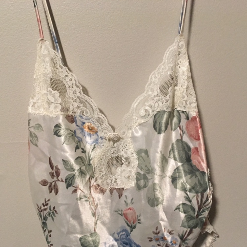 Sexy Satin Romper Bodysuit Vintage Floral Lace Indulgence Lingerie